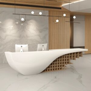 Simple and modern baked paint front desk