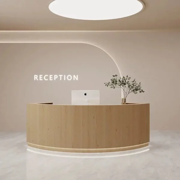 Beauty salon clothing store simple curved cash register art dance company reception desk hospital guide desk