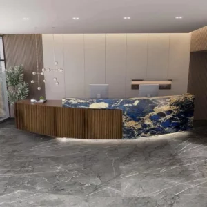 Arc-shaped company reception bar, medical aesthetics bar, faux marble lacquer finish, custom clothing store bar, hotel bar