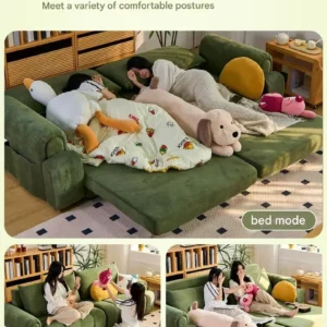 Cream puff sofa bed, chenille, small apartment bedroom and living room new model, 2025, foldable, two-in-one design.