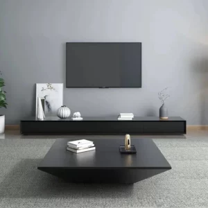 Luxury modern minimalist coffee table and TV cabinet combination, living room home, square Italian minimalist tea table for small and large apartments