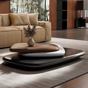 Rotating coffee table for living room, home use, designer style, Italian minimalist, trendy, uniquely shaped, creative, modern minimalist coffee table