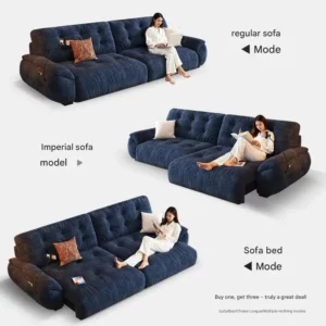 Cream-colored, zero-wall electric functional sofa, cat-scratch fabric sofa, small apartment marshmallow-shaped extendable sofa bed