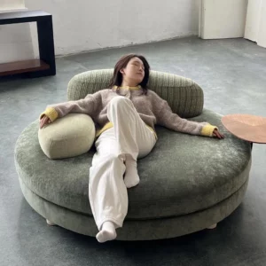 2025 New Designer Style Italian Minimalist Avocado Green Island Living Room Sofa for Villas