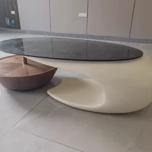 Nordic-style coffee table, minimalist modern design, glass walnut veneer, creative art, suitable for villas, living rooms, and home use