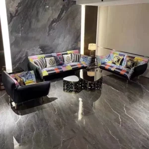 Italian light luxury fabric sofa, modern minimalist style, villa style, same model as Versace, luxurious floral fabric three-seater sofa