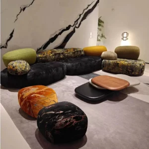 Italian minimalist pebble-shaped sofa, suitable for luxury villas and large apartments, living room fabric furniture design
